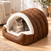Nouveau Lit Douillet et Imperméable pour Chiens et Chats, en Coton PP, Style Royal Vintage, pour Petits et Moyens Animaux, Nid d'Hiver Confortable