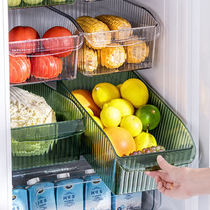 Hot Selling Plastic Stackable Airtight Food Kitchen Crisper Fridge Cabinet Refrigerator Storage Box Food Container Set
