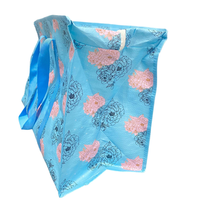 カスタム再利用可能ポリプロピレン製トートショッピングバッグ 中サイズ 大きめ 防水食料品バッグ ロゴ入りPP織りトートバッグ ギフト用 - Product Image 2