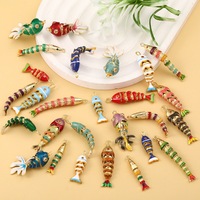 Nouveau Style plaqué or collier en acier inoxydable émail coloré coquille de poisson Animal de mer breloques en laiton pour la fabrication de bijoux pour enfants
