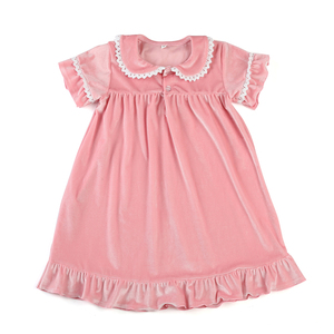 Robe <span class=keywords><strong>de</strong></span> nuit pour bébé <span class=keywords><strong>fille</strong></span>, robe <span class=keywords><strong>de</strong></span> nuit personnalisée en velours rouge pour <span class=keywords><strong>petite</strong></span> <span class=keywords><strong>fille</strong></span>, pyjama à volants pour enfants, robe <span class=keywords><strong>de</strong></span> soirée à manches courtes 2025 - Product Image 3