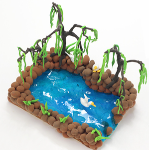 Kit de modélisation de scène de bassin en argile avec canards et saules pour les enfants, activité créative unisexe, âge 5 à 7 ans - Product Image 1