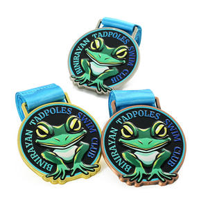 Médailles de <span class=keywords><strong>club</strong></span> de natation personnalisées en or, argent et bronze, logo en relief 3D, animal grenouille, impression UV, prix - Product Image 4