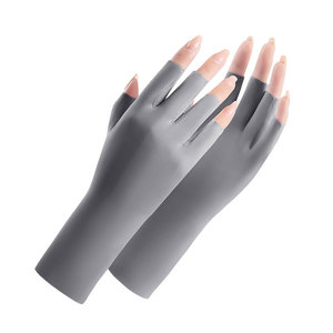 Ice Silk Sunscreen Gloves Summer Women's <b>Half</b>-finger Anti-UV Cool-feeling Breathable Thin Tea-picking Nail Anti-black Gloves - Product Image 3