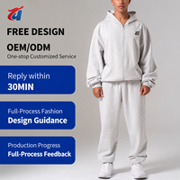 Ensemble de survêtement en molleton de coton écologique pour homme, avec sweat à capuche zippé et pantalon de survêtement, coupe décontractée, idéal pour l'hiver, personnalisable OEM