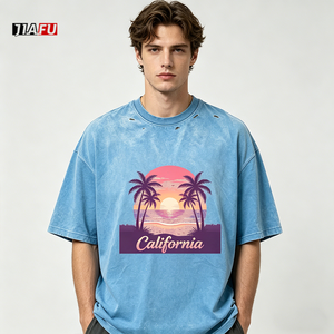 230gsm Summer New <strong>Men's</strong> Tshirts Acid Washed Baggy Tee Streetwear Y2k 100% Cotton T-<strong>Shirts</strong> for <strong>Men</strong> Hot Supplier Custom Graphic - Product Image 2