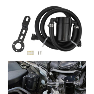 Aluminum Alloy Oil Can And Breather Set For Chevrolet 2014-2022 <b>Black</b> 5.5cm Diameter 9.1cm Height With Mount <b>Bracket</b> - Product Image 2