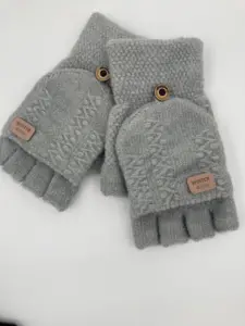 Милые зимние перчатки для девочек, вязаные теплые перчатки для пальцев, перчатки без пальцев для сенсорных экранов