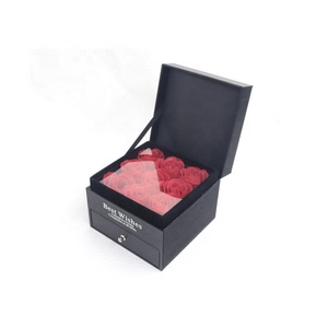 Wholesale Square Flower Box Gift Box Paper Rose Packing for Necklace/Ring/Lipstick/Earrings/Jewelry Box Packaging with Drawer