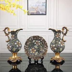 婚礼奢华花瓶时髦艺术复古植物花瓶干花客厅盆复古桌面花架摆件1