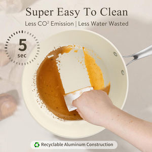 <span class=keywords><strong>Wok</strong></span> Antiaderente de Alumínio com Revestimento Cerâmico Branco para Indução com Tampa de Vidro Panela <span class=keywords><strong>Wok</strong></span> de Alumínio para Cozinha a Gás - Product Image 2