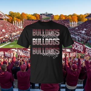 Camiseta Clásica Color Granate con Espíritu Escolar, Unisex para Adultos, Cuello Redondo, Manga Corta, Serigrafía con Temática Deportiva - Product Image 3