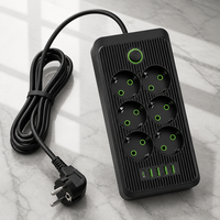 Multiprise multifonctionnelle robuste avec 6 prises USB et 4 ports USB-C, style russe/allemand, vente en gros d'usine