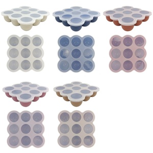 Vente en gros de moules à glace ronds en silicone de qualité alimentaire Conteneur de stockage d'aliments pour bébés fait maison Bacs à glaçons à 9 grilles <span class=keywords><strong>avec</strong></span> couvercles - Product Image 6