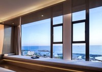 Juego de Dormitorio Moderno para Hotel de 5 Estrellas, Cama King Size de Tela, Forma Redonda, Incluye Otomana, Diseño de Lujo, Muebles Comerciales