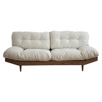Sofá Maxky Cloud, Muebles para el Hogar, Estilo Nórdico Japonés, Tela Tecnológica, Sala de Estar, Tela de Nogal Negro, Sofá Francés