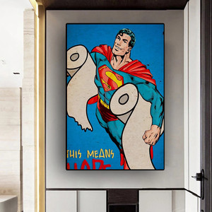 Affiches et impressions amusantes sur le thème des toilettes, sous-titres de dessins animés de super-héros, images murales décoratives pour la chambre - Product Image 3