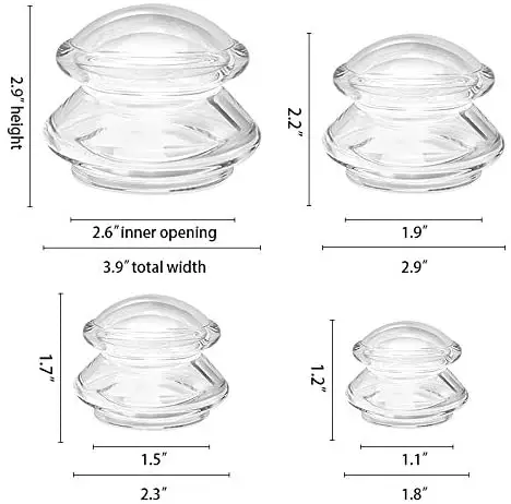 Silicone Cupping Therapy Set 4 Cups Professional Massage Suction Cup Vacuum Cupping Kit