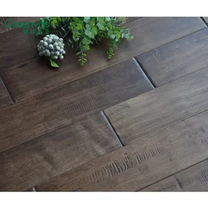 15(4) 毫米枫木地板低价工程拼花地板/手工刮和切碎的深色咖啡中式枫木地板