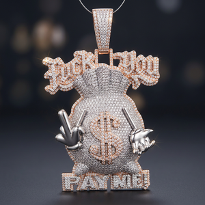Bijoux KIVORA : Pendentif Sac d'Argent Hip Hop Personnalisé, Design Logo 3D, Argent 925, Moissanite, Unisexe, pour Fêtes - Product Image 2