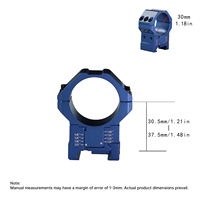 Anneaux de montage en aluminium BANGBANG - Réglables, hauteur centrale de 1,21 à 1,48 pouces pour tube de 30 mm, pour sports de plein air (bleu)