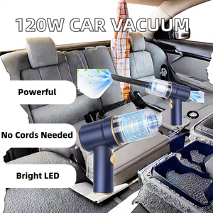 Aspirador de mano inalámbrico portátil de 120W para coche, plumero de aire de alta potencia de <span class=keywords><strong>9000Pa</strong></span>, luz LED, boquillas múltiples, plástico duradero - Product Image 2