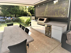 Isla de Cocina Exterior JOYEDA con Ruedas, Diseño de Encimera, Unidades de Piedra, Refrigerador, Luces, Prefabricada y en Isla de Cocina Exterior - Product Image 3