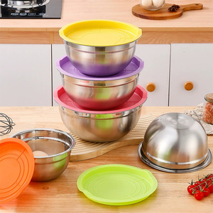 Tigela de aço inoxidável Tigela de cozinha multiuso com tampa para assar e amassar a massa; armazenamento de frutas e vegetais - Product Image 2