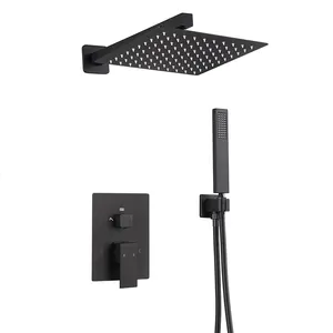 Black bathroom shower hot and cold shower mixer in wall mounted rain concealed shower set 9997B