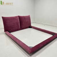 U-best Prinzessinnenbett für Hauptschlafzimmer 1,8 Meter Luxuriöses Rundes Doppelbett Massivholzrahmen Französischer Stil Lederkopfteil