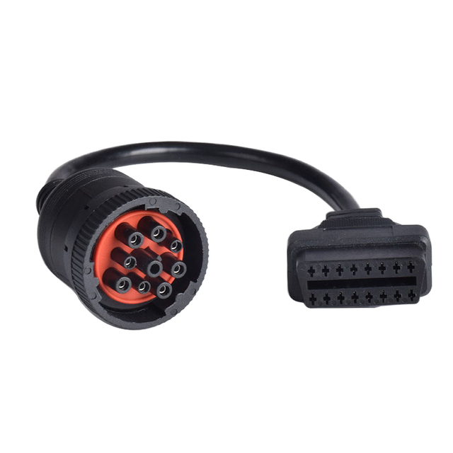 9 Pin J1939 16 Pin OBD II Female Interface Diagnostic Cable Heavy Duty Battery Tester for Truck Trackers Scan Tools 12V/24V