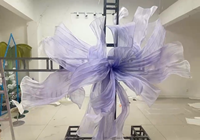 Y1036 Décoration d'intérieur, décoration murale de luxe pour événements de mariage, décoration de jardin, fleurs géantes en organza, installation artistique en tissu d'organza plissé