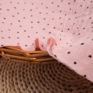 Tissu en mousseline de coton imprimé <span class=keywords><strong>double</strong></span> face, motif floral et étoiles, léger, pour vêtements et serviettes de bain pour garçons et filles - Product Image 4