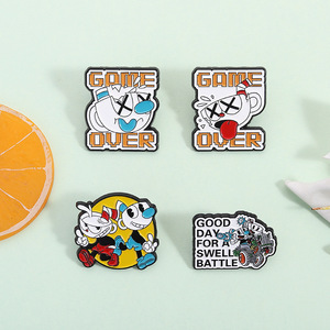 Clásico videojuego <span class=keywords><strong>Cuphead</strong></span> broche dibujos animados aventura juego aleación insignia fiesta regalo esmalte Pin - Product Image 3