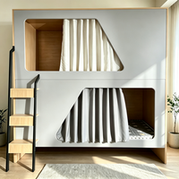 Lit superposé durable en métal et bois pour hôtel et appartement, lit superposé double capsule spatiale, mobilier de dortoir, direct usine