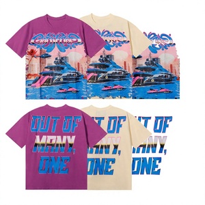 Nouveau style 2026 T-shirt de luxe pour homme en coton 100% de 240 grammes, coupe ample décontractée, imprimé graphique délavé à l'acide, manches courtes, haute qualité - Product Image 2