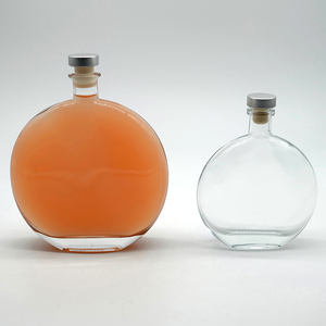 Bouteille en <span class=keywords><strong>verre</strong></span> de forme oblate transparente pour 250ml 500ml d'huile d'olive <span class=keywords><strong>25cl</strong></span> 50cl plat rond whisky brandy liqueur huile d'olive bouteille en <span class=keywords><strong>verre</strong></span> - Product Image 4