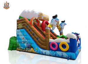 Tobogán Acuático Inflable con Diseño de Piratas y Criaturas Marinas, Equipo de Juego Acuático para Niños Inspirado en Aventuras al Aire Libre con Diseño Multicarril - Product Image 4