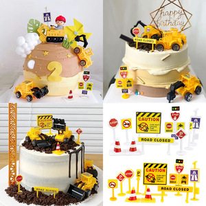 Construction Road Signs Cake Toppers Plastic Reusable Birthday Decorations - Product Image 5