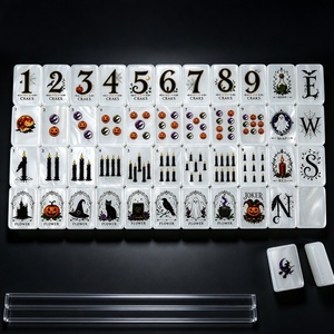 Mahjong américain à thème Halloween transfrontalier avec des tuiles en coquille de perle, tuiles de mahjong en acrylique européennes et américaines - Product Image 1
