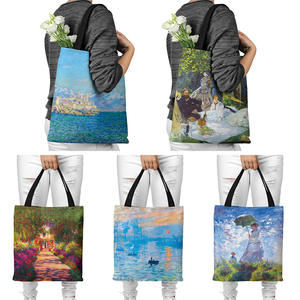 Monet Sunrise Impresionista Pintura al óleo Impresión digital Bolsa ecológica Regalo promocional Bolsa de compras de lona Retro - Product Image 1