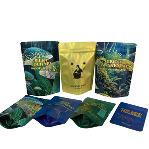 Bolsas de plástico impresas personalizadas para embalaje de setas, bolsas de Mylar de lámina dorada con efecto metálico mate, bolsas Ziplock de setas - Product Image 6