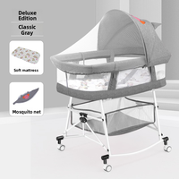 Berceau à bascule multifonction en coton pour bébé avec roues, lit d'appoint portable pour nouveau-né, berceau de voyage détachable
