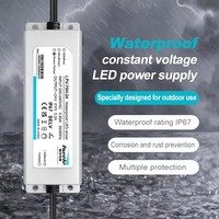 Alimentation industrielle à découpage pour LED, étanche IP67, simple sortie, LPV-75H-24V CE ROHS HVIELE, entrée 200-240V, sortie 24V/3.2A, efficacité 89%