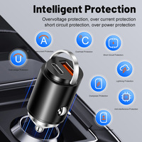 Mini chargeur de voiture USB-C 100W PD+QC à anneau de traction pour une charge ultra-rapide