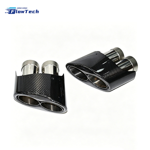 Puntas de escape cuádruples de fibra de carbono real de alta calidad para Audi A3 A4 A5 A6 A7, salida ovalada grande, estilo RS, acabado brillante, ajuste directo - Product Image 1