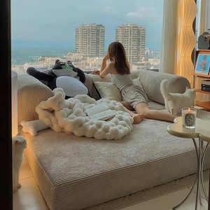 Atunus vải nhung kẻ loveseat mềm mại trẻ em như gia đình gấp ngủ Sofa giường phòng khách đi văng - Product Image 2