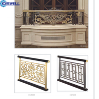 Luxuriöses Innen-Treppengeländer aus Aluminium mit Handlauf und Balustrade in K-Gold-Ausführung, Crewell CWSP300, 5 Jahre Garantie