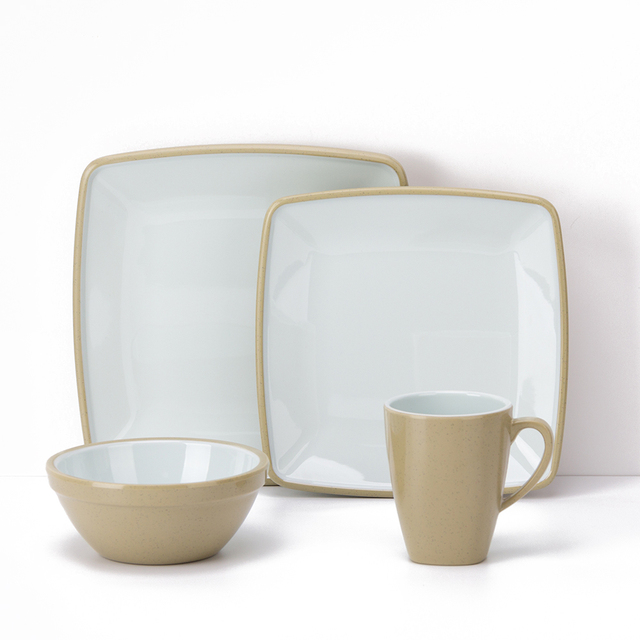 BPA Free Melamine Dinnerware Plate Set Dinnerware Sets Unbreakable for Indoor Outdoor Dining Party, 4 Users Customized Packaging