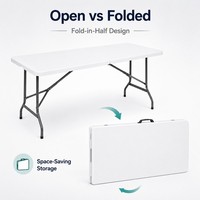 Table d'extérieur pliable et empilable en plastique, légère et durable, avec structure métallique robuste, pour usage en parc, mobilier d'extérieur, prix DDP USA